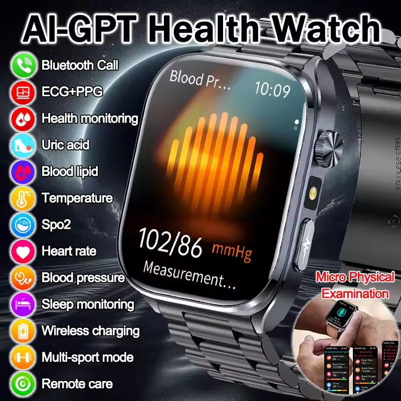 Smartwatch Square Watches For Men - 2026 Novo Relógio Inteligente com Detecção