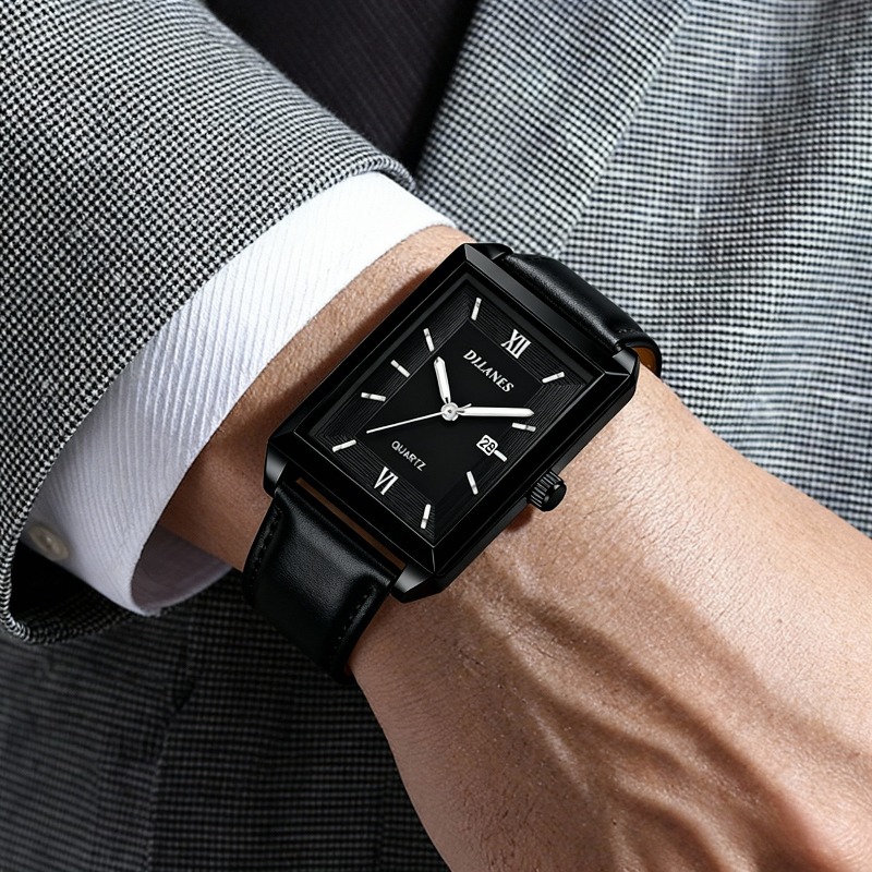 Smartwatch Square Watches For Men - Relógios de Couro Casuais para Homens,