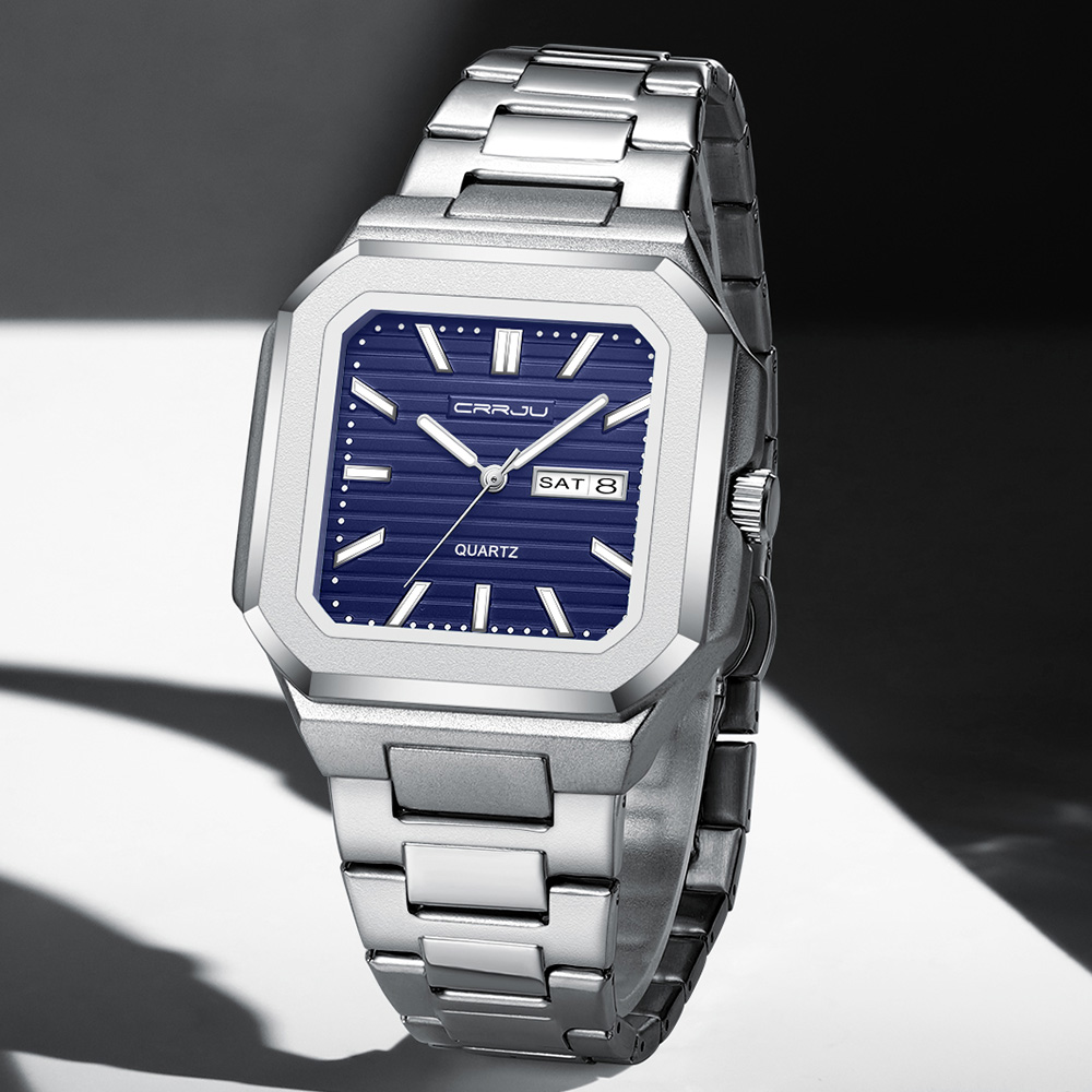 Smartwatch Square Watches For Men - Relógio Casual Masculino CRRJU em Aço