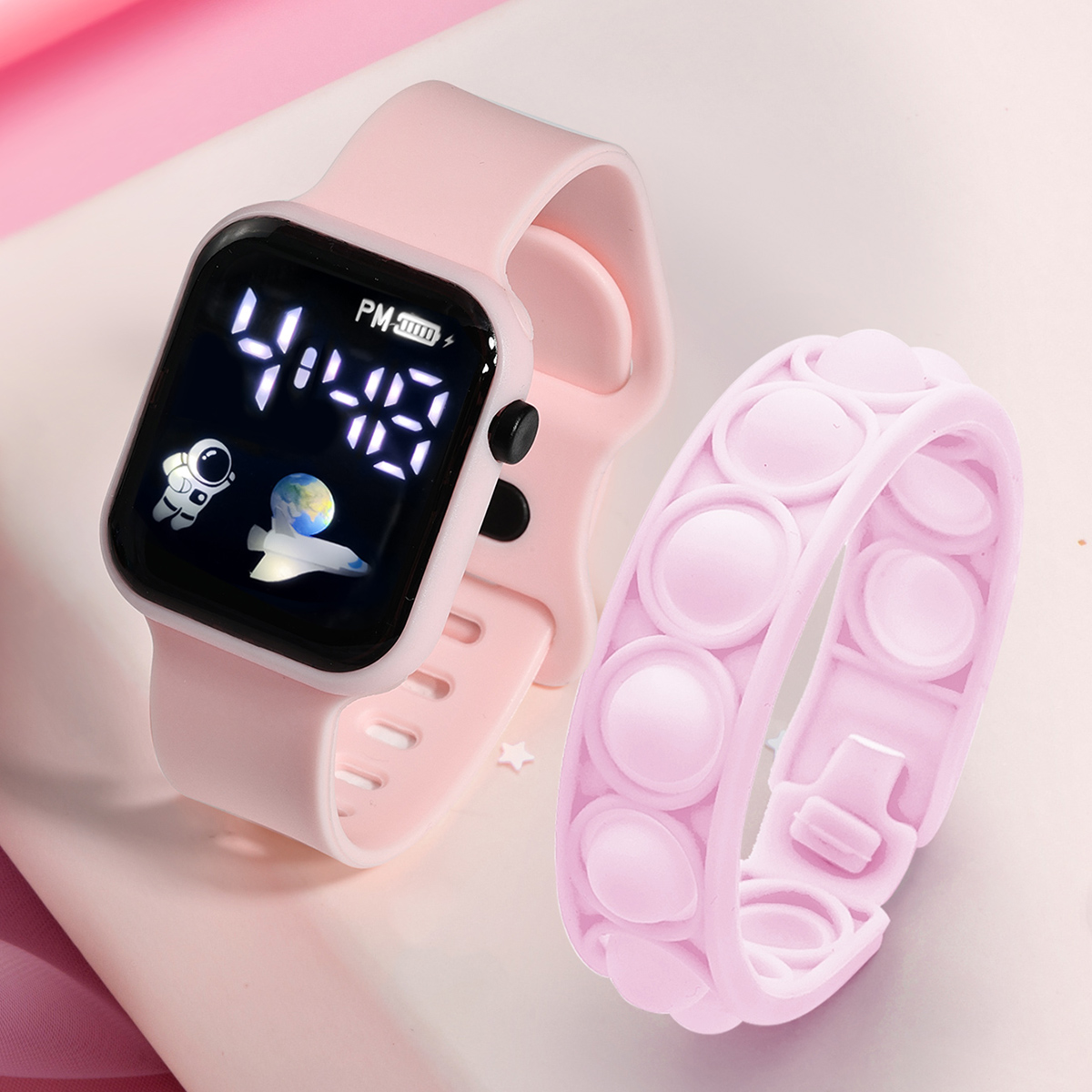 Smartwatch Watches Gift For Girls - Relógio eletrônico esportivo infantil, pulseira simples