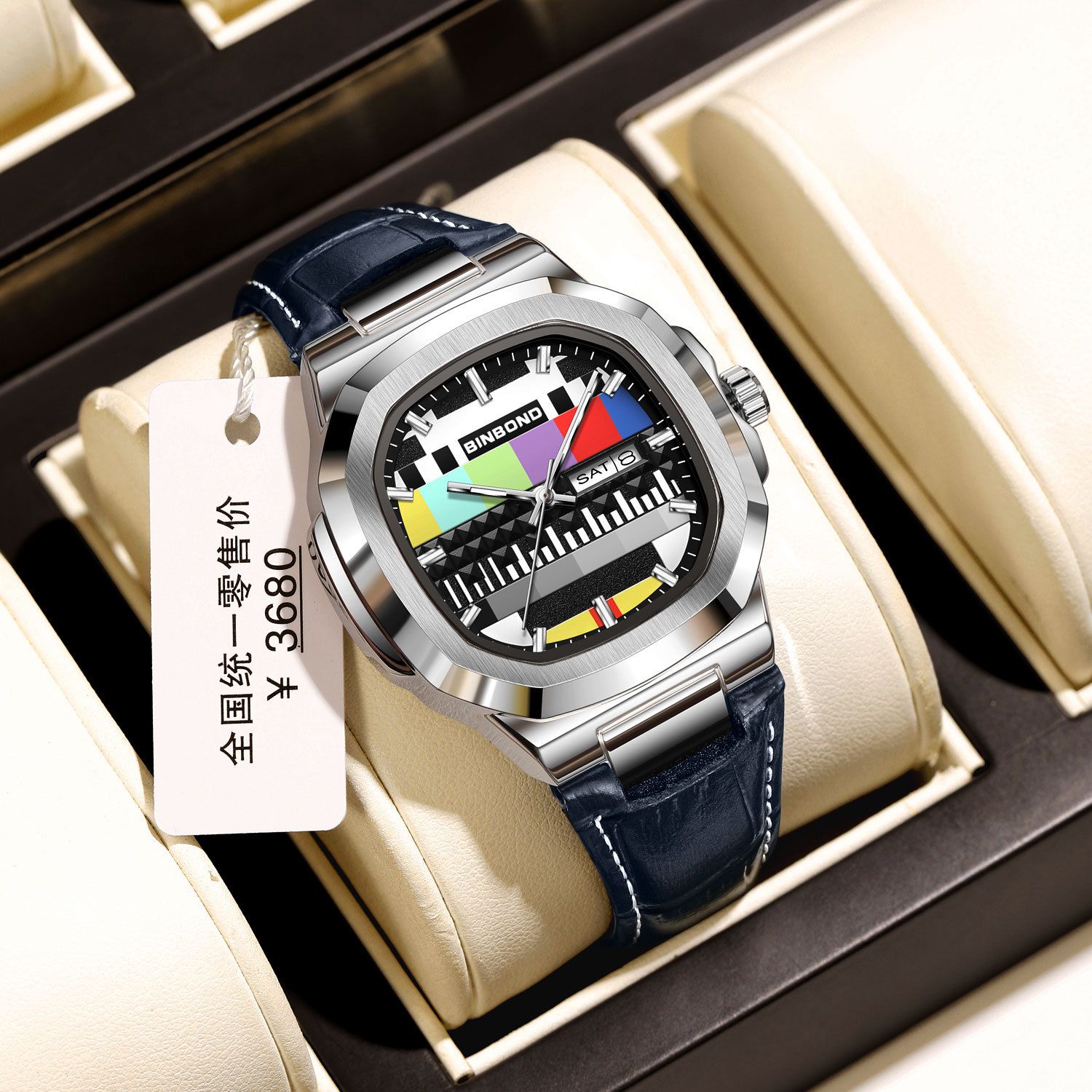 Relógio Quadrado Genuíno BINBO - Smartwatch Square Watches For Men avaliação e preço
